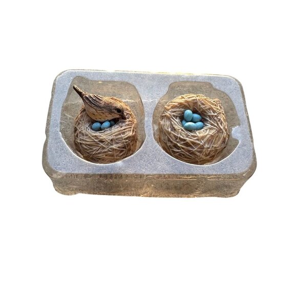 Marjolein Bastin Hallmark Bird Nest Clip Pair, Blue Eggs Ornaments Vintage, NEW - Picture 1 of 8